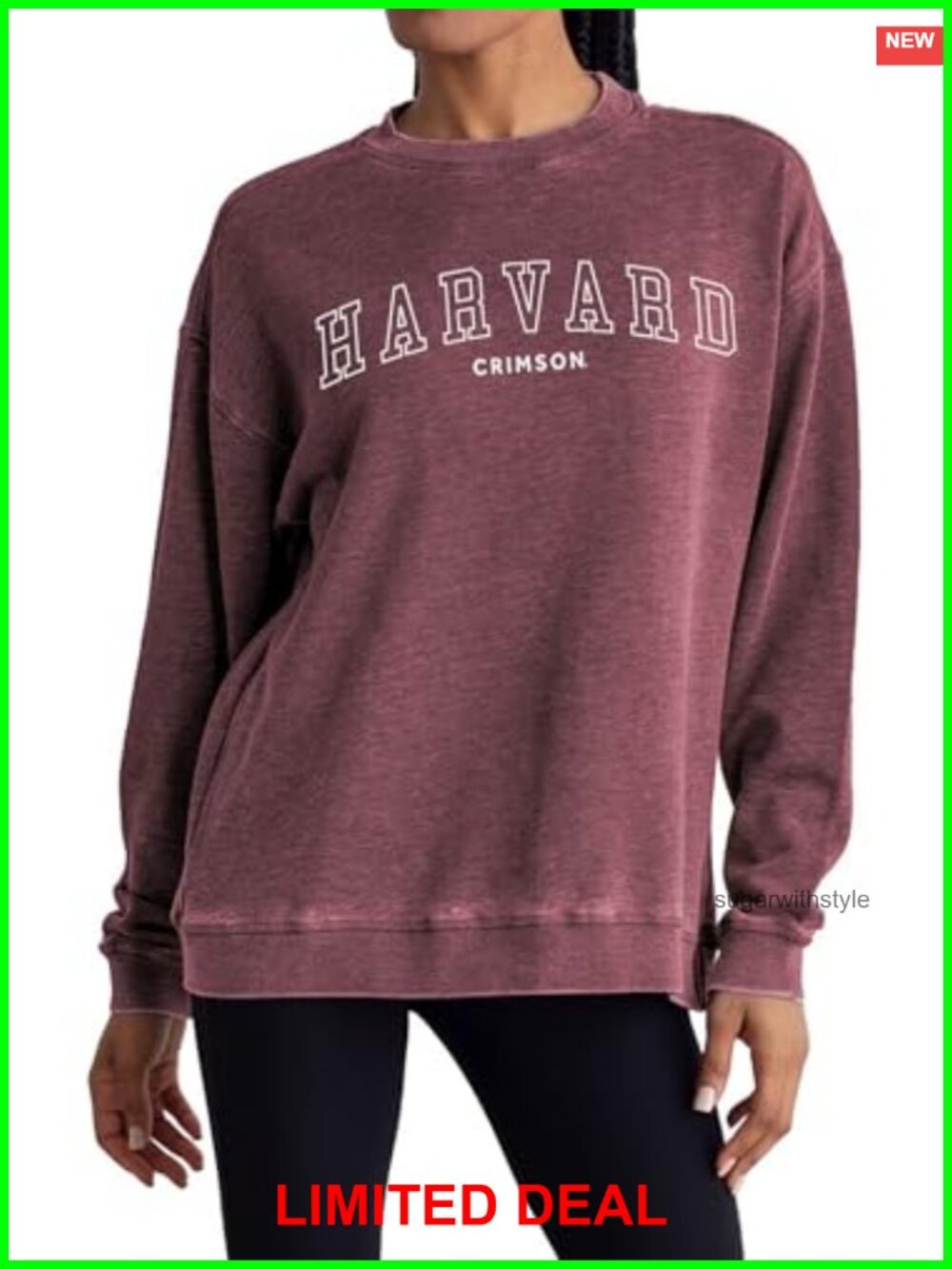 Oversized Fleece Crewneck Sweatshirt Burnout Wash Team Graphic